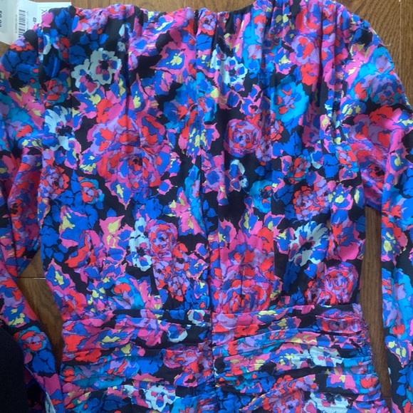 NWT Zara floral long sleeve ruched skirt draped mini dress xs - Picture 13 of 16